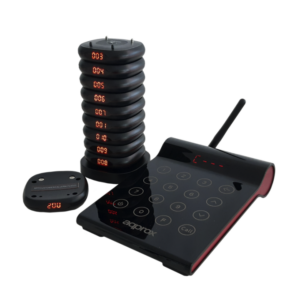 Kit Avisador De Clientes Approx 10 Avisadores Rango 400m 32h De Bateria Transmisor Tactil 4 Digitos Con Base De Carga Para 10