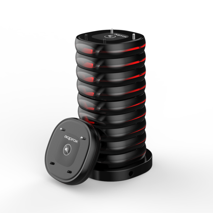 Kit Avisador De Clientes Approx 10 Avisadores Rango 400m 32h De Bateria Transmisor Tactil 4 Digitos Con Base De Carga Para 10 - Imagen 4