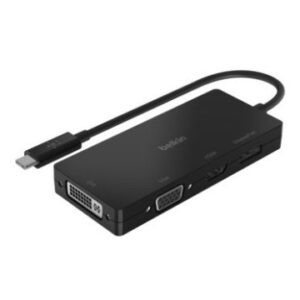 ADAPTADOR USB-C BELKIN AVC003BTBK A 1xHDMI 1xVGA 1xDISPLAYPORT 1xDVI 4K 2K a 60 Hz