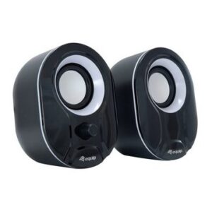 ALTAVOCES 2.0 EQUIP LIFE 6W RMS COLOR NEGRO Y BLANCO JACK 3.5" CONTROL DE VOLUMEN ALIMETANCION USB