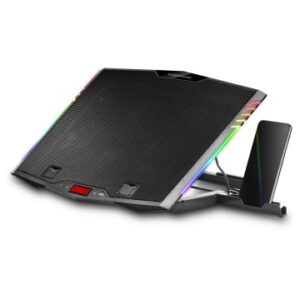 BASE DE REFRIGERACION PARA PORTATILES MARS GAMING MNBC5 CON SOPORTE ADICIONAL DE MOVIL/TABLET PARA PORTATIL HASTA 17" ILUMINACION RGB 7 POSICIONES