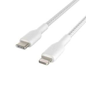 CABLE USB-C A LIGHTNING 1M BELKIN CAA004BT1MWH TRENZADO BOOST CHARGE COLOR BLANCO