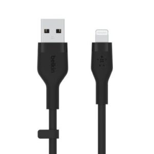 CABLE USB-A A LIGHTNING 1M BELKIN CAA008BT1MBK SILICONA CLIP 1M NEGRO