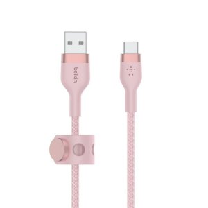CABLE USB-C A LIGHTNING 1M BELKIN CAA011DS1MPK TRENZADO DE SILICONA 1M COLOR ROSA