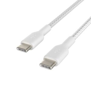 CABLE USB-C A USB-C 1M BELKIN CAB004BT1MWH TRENZADO BOOST CHARGE COLOR BLANCO480mbps 60w