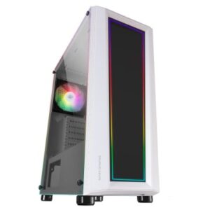 CAJA ATX SEMITORRE GAMING MARS GAMING MC-ART WHITE LATERAL Y FRONTAL PERSONALIZABLE CON ILUMINACION RGB SIN FUENTE DE ALIMENTACION