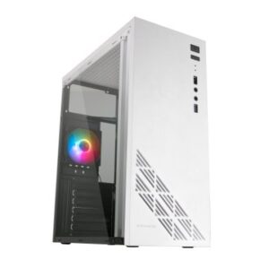 CAJA ATX SEMITORRE GAMING MARS GAMING MC100 WHITE FRONTAL Y CHASIS EN ACERO ULTRA-LIGERO 1xVENTILADOR 120mm TRASERO RGB VENTALA LATERAL SIN FUEN