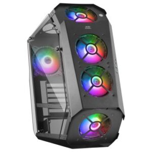 CAJA ATX SEMITORRE GAMING MARS GAMING MC51 BLACK DISEÑO EXTREMO 5 VENTILADORES 120mm CHROMA RGB LATERALES DE CRISTAL TEMPLADO SIN FUENTE DE ALIMENTACI