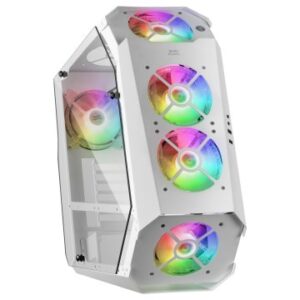 CAJA ATX SEMITORRE GAMING MARS GAMING MC51 WHITE DISEÑO EXTREMO 5 VENTILADORES 120mm CHROMA RGB LATERALES DE CRISTAL TEMPLADO SIN FUENTE DE ALIMENTACI
