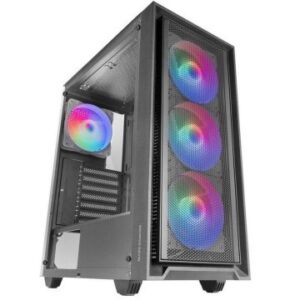 CAJA ATX SEMITORRE GAMING MARS GAMING MCAIR FRONTAL NEGRO DE MALLA 4x120mm RAINBOW