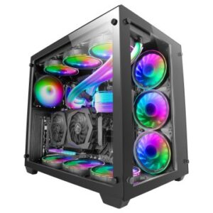 CAJA E-ATX TORRE GAMING MARS GAMING MCV3 BLACK XXL PREMIUM CUSTOM DOBLE VENTANA DE CRISTAL TEMPLADO SIN FUENTE DE ALIMENTACION