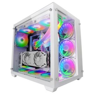 CAJA E-ATX TORRE GAMING MARS GAMING MCV3 WHITE XXL PREMIUM CUSTOM DOBLE VENTANA DE CRISTAL TEMPLADO SIN FUENTE DE ALIMENTACION
