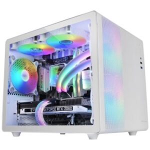 CAJA MICROATX CUBE GAMING MARS GAMING MC400 WHITE FRONTAL MESH DISEÑO CUBE 3xVENTILADORES 120mm RGB LATERAL DE CRISTAL TEMPLADO SIN FUENTE DE ALI