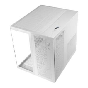 CAJA MICROATX CUBE GAMING MARS GAMING MCNOVAM BLANCA DOBLE PANEL DE CRISTAL TEMPLADO DOBLE CAMARA REJILLA FRONTAL USB-C USB-A 3.0