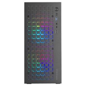 CAJA MICROATX GAMING MARS GAMING MC-CORE BLACK FRONTAL METAL-MESH CON 2 VENTILADORES FRGB 120mm VENTANA LATERAL COMPLETA SIN FUENTE DE ALIENTACION