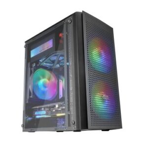 CAJA MICROATX GAMING MARS GAMING MC300 BLACK FRONTAL MESH 3xVENTILADORES 120mm RGB LATERAL DE CRISTAL TEMPLADO SIN FUENTE DE ALIMENTACION