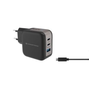 CARGADOR USB-C CONCEPTRONIC 67W 2xUSB-C 1xUSB-A QUICKCHARGE 3.0 PPS  INCLUYE CABLE NEGRO