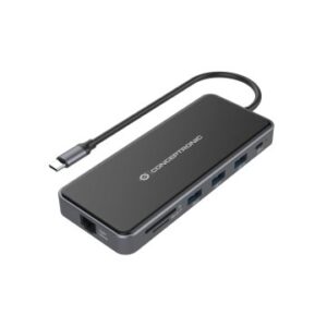 DOCKING USB-C CONCEPTRONIC DONN15G 2xHDMI 1xVGA 1xUSB-C 2xUSB-A 3.0 1xUSB-A 2.0 1xJACK 1x1Gb RJ45 1xLECTOR DE TARJETAS
