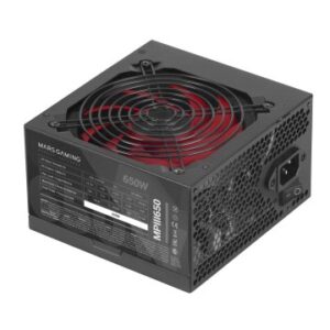 FUENTE DE ALIMENTACION MARS GAMING MPIII 650W, EFICIENCIA 85% PFC ACTIVO VENT 12x12 14db HASWELL DESTINADA PARA REPARACIONES