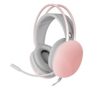 HEADSET MARS GAMING MH-GLOW PINK JACK 3.5mm Y ALIMENTACION POR USB ILUMINACION 360º CHROMA EN DIADEMA Y AURICULARES SONIDO ULTRA-BASS 3D MICROFONO PRO