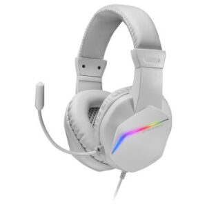 HEADSET MARS GAMING MH122 WHITE ULTRA LIGEROS 184g DRIVERS DE NEODIMO 50mm MICROFONO FLEXIBLE JACK 3.5mm SIMPLE Y DOBLE ILUMINACION FRGB