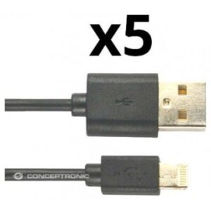 CABLE USB-A A LIGHTNING 2M NORTESS KIT 5 UNIDADES IPHONE 5 6/7/8/ X IPAD 1 METRO COLOR NEGRO