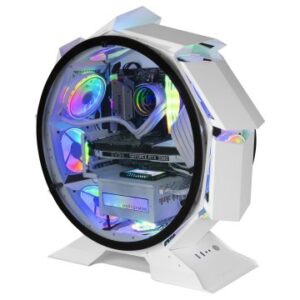 (Km0) CAJA MICROATX GAMING MARS GAMING MCORB WHITE DISEÑO ESFERICO EXTREMO PREMIUM DOBLE VENTANA DE CRISTAL TEMPLADO CASH30