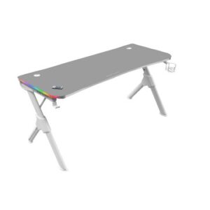 MESA MARS GAMING MGD RGB 140 WHITE CHASIS DE ACERO TABLERO 140X60cm ALTURA 75cm ALFOMBRILLA NANOTEXTIL CON GUIAS Y SOPORTES