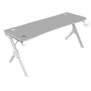 MESA MARS GAMING MGD XL WHITE CHASIS DE ACERO TABLERO 160X60cm ALTURA 74cm CON DISEÑO DE FIBRA DE CARBONO CON GUIAS Y SOPORTES