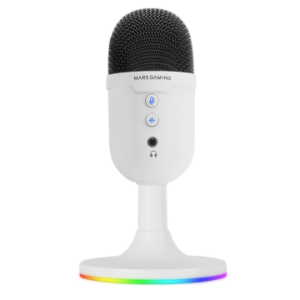 MICROFONO COMPACTO MARS GAMING MMICCX USB BLANCO DE ALTA DEFINICION 196kHz 24BITS ENC ARG BASE AJUSTABLE