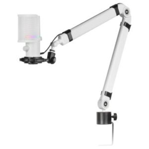 MICROFONO PROFESIONAL MARS GAMING MMICXT WHITE MICROFONO DE ESTUDIO DE ALTA DEFINICION ADC 192kHz DYNAMIC ARGB RING