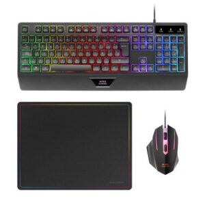 TECLADO MOUSE Y ALFOMBRILLA MARS GAMING MCP124ES RGB H-MECH, MOUSE HUANO RGB 3200dpi, ALFOMBRILLA  360*260MM BLACK
