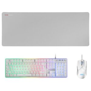 TECLADO MOUSE Y ALFOMBRILLA MARS GAMING MCPX FRANCES WHITE TELCADO HIBRIDO H-MECH MOUSE ULTRA LIGERO 10K Y ALFOMBRILLA XXL