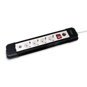 REGLETA ALIMENTACION EQUIP CON 4 TOMAS CABLE DE RED DE 1.5 METROS + 2 PUERTOS USB PROTECCION SOBRECARGA