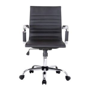 SILLA DE OFICINA EQUIP RESPALDO MEDIO COLOR NEGRO RECUBRIMIENTO PU DE ALTA CALIDAD ERGONOMICA