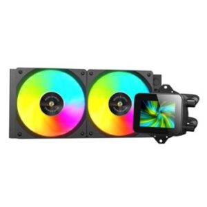SISTEMA DE REFRIGERACION LIQUIDA MARS GAMING MLVISION240 NEGRO 2x120mm ARGB TPD 500W PANTALLA LCD  PARA PROCESADORES INTEL Y AMD