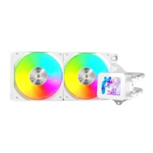 SISTEMA DE REFRIGERACION LIQUIDA MARS GAMING MLVISION240W BLANCO 2x120mm ARGB TPD 500W PANTALLA LCD  PARA PROCESADORES INTEL Y AMD