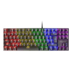 TECLADO MECANICO COMPACKTO TKL MARS GAMING MK80 ITALIANO BLACK ILUMINACION 12EFECTO SWITCH ROJO RGB PR DE 1000Hz ANTI-GHOSTING AVANZADO