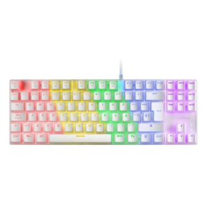 TECLADO MECANICO COMPACKTO TKL MARS GAMING MK80 ITALIANO WHITE ILUMINACION 12EFECTOS SWITCH MARRON  RGB PR DE 1000Hz ANTI-GHOSTING
