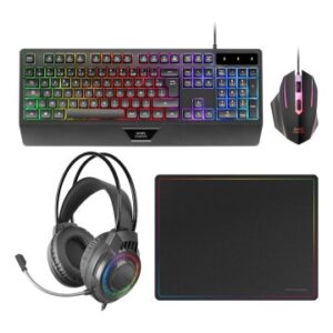 TECLADO MOUSE HEADSET Y ALFOMBRILLA MARS GAMING MCP124PROES H-MECH RGB 3200DPI NEGRO