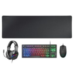 TECLADO MOUSE HEADSET Y ALFOMBRILLA MARS GAMING MCPRGB3FR FRANCES H-MECH RED RGB 3200DPI XXL NEGRO