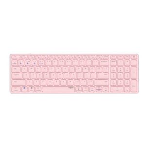 TECLADO RAPOO WIRELESS Y BLUETOOTH E9700M PORTUGUES 2.4GHz BT 3.0 5.0 DISEÑO ULTRAFINO BATERIA ROSA BASE ALUMINIO MULTI MODE