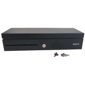 TPV CAJON PORTAMONEDAS APPROX APERTURA MANUAL Y AUTOMATICA PORTA BANJEJA CON ASA COLOR NEGRO